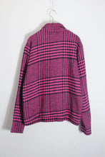 画像をギャラリービューアに読み込む, MADE IN ITALY GREN CHECK CRAZY PATTERN WOOL ZIP JACKET / NEON PINK/BLACK [SIZE: M DEADSTOCK/NOS]
