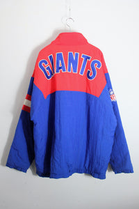90'S NFL NY GIANTS HALF PULLOVER PUFF JACKET / RED/BLUE [SIZE: XL USED]