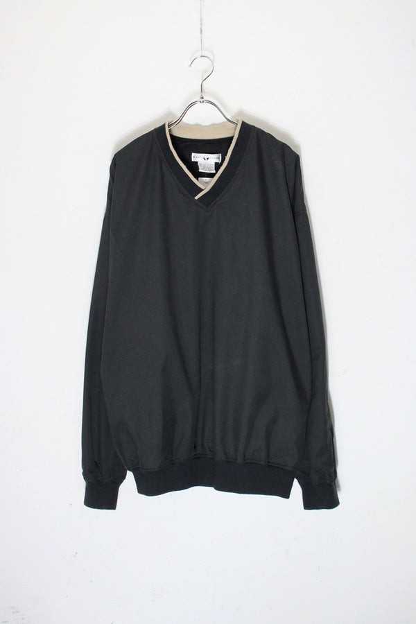 V-NECK PULLOVER POLYESTER JACKET / BLACK / BEIGE [SIZE: L USED]