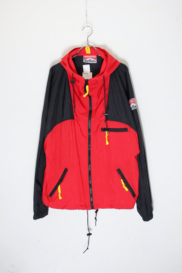 90'S ZIP UP NYLON JACKET / BLACK / RED [SIZE: L DEADSTOCK/NOS]