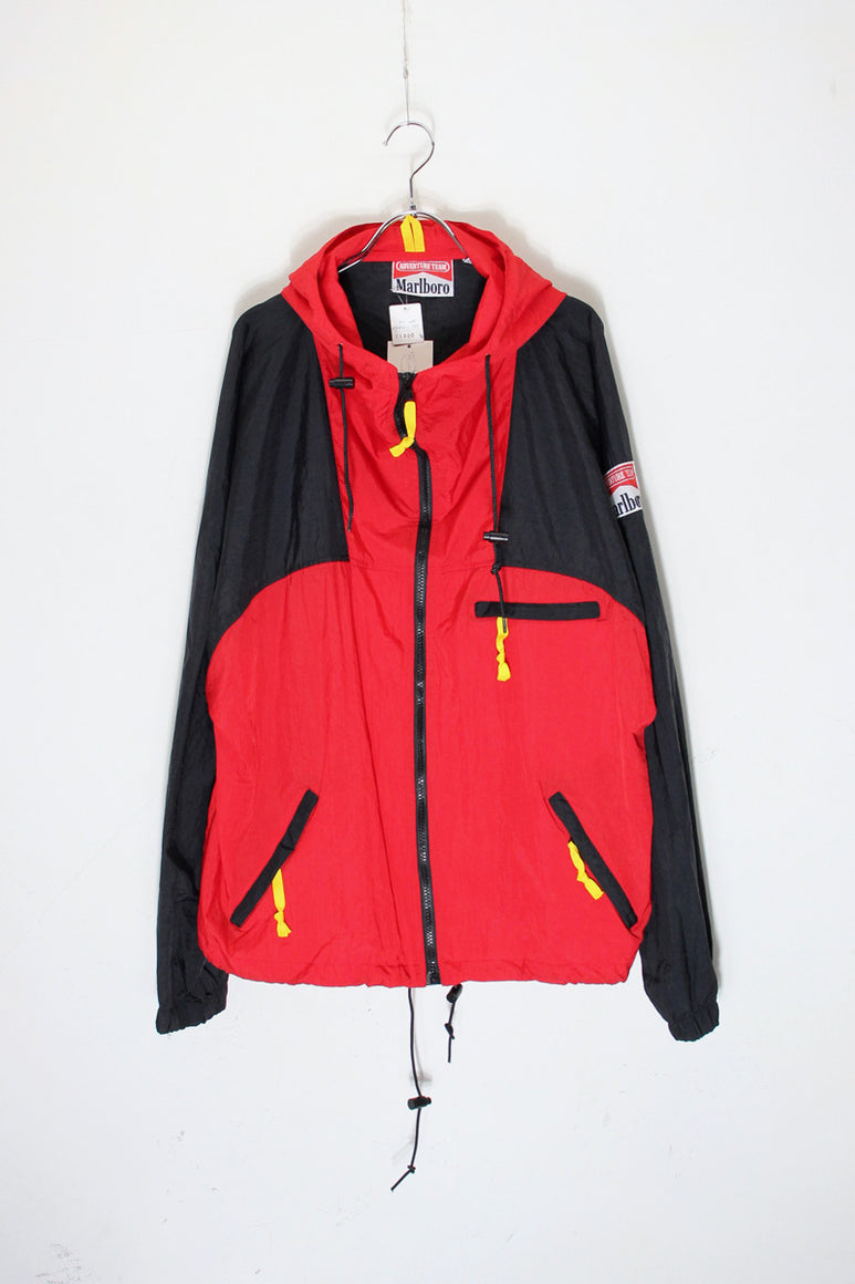 90'S ZIP UP NAYLON JACKET / BLACK / RED [SIZE: L DEADSTOCK/NOS]