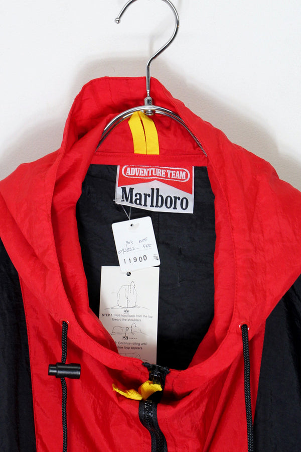 90'S ZIP UP NYLON JACKET / BLACK / RED [SIZE: L DEADSTOCK/NOS]