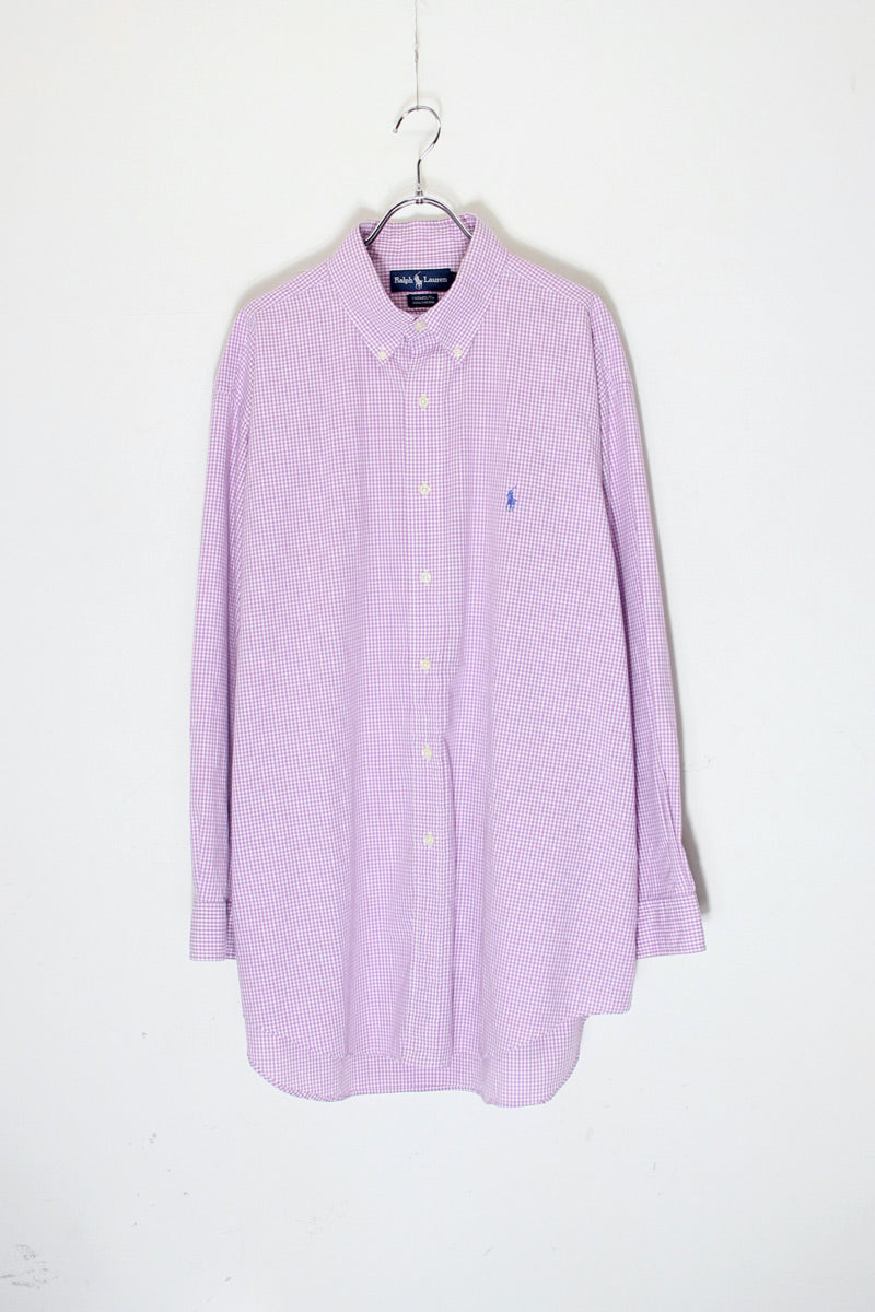 90'S YARMOUTH L/S BD CHECK SHIRT / PURPLE/WHITE [SIZE: L相当 USED]