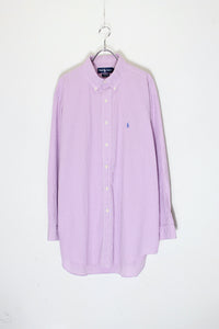 90'S YARMOUTH L/S BD CHECK SHIRT / PURPLE/WHITE [SIZE: L相当 USED]