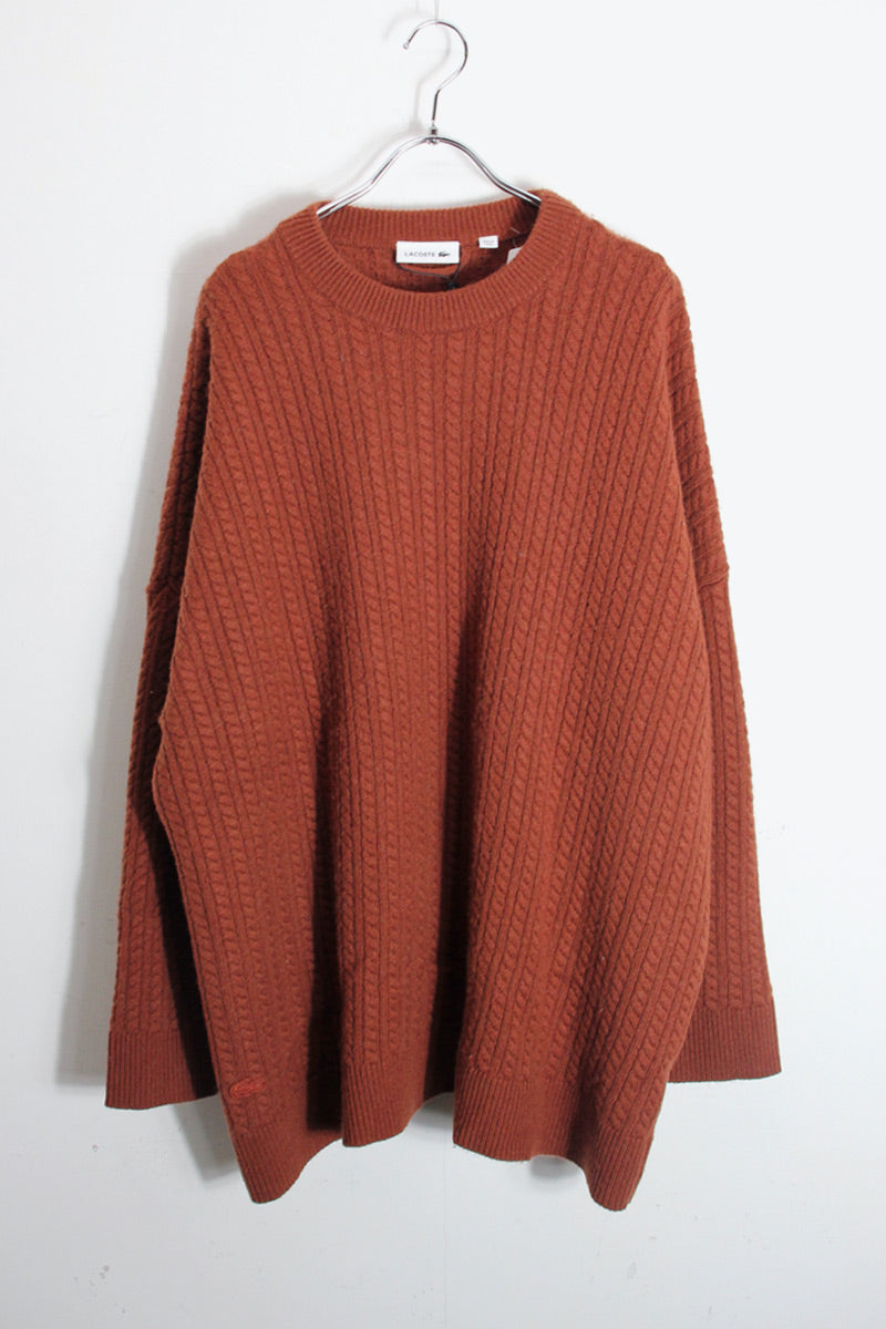 CASHMERE BLEND CABLE KNIT SWEATER / TARRACOTTA [SIZE: XL相当 DEADSTOCK/NOS]
