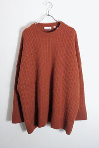 CASHMERE BLEND CABLE KNIT SWEATER / TARRACOTTA [SIZE: XL相当 DEADSTOCK/NOS]