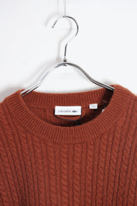 CASHMERE BLEND CABLE KNIT SWEATER / TARRACOTTA [SIZE: XL相当 DEADSTOCK/NOS]
