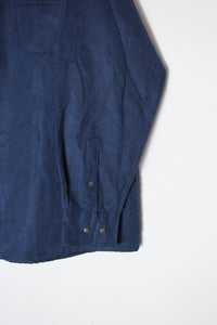 90'S VEGAN SUEDE BAND COLLAR SHIRT / NAVY [SIZE: L USED]