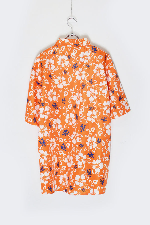 S/S NY METS NYLON SHIRT / ORANGE/BLUE [SIZE: XL USED]