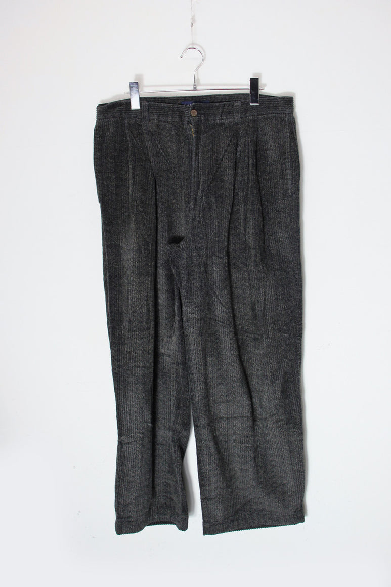 90'S TUCK COURDUROY PANTS / BLACK MELANGE [SIZE: W32相当 USED]