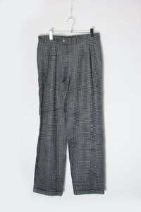 90'S TUCK CHECK COURDUROY PANTS / GREY [SIZE: W30相当 USED]