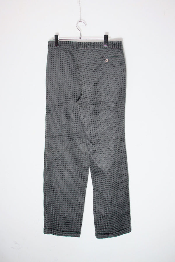 90'S TUCK CHECK CORDUROY PANTS / GREY [SIZE: W30 equivalent USED]