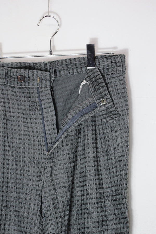 90'S TUCK CHECK CORDUROY PANTS / GREY [SIZE: W30 equivalent USED]