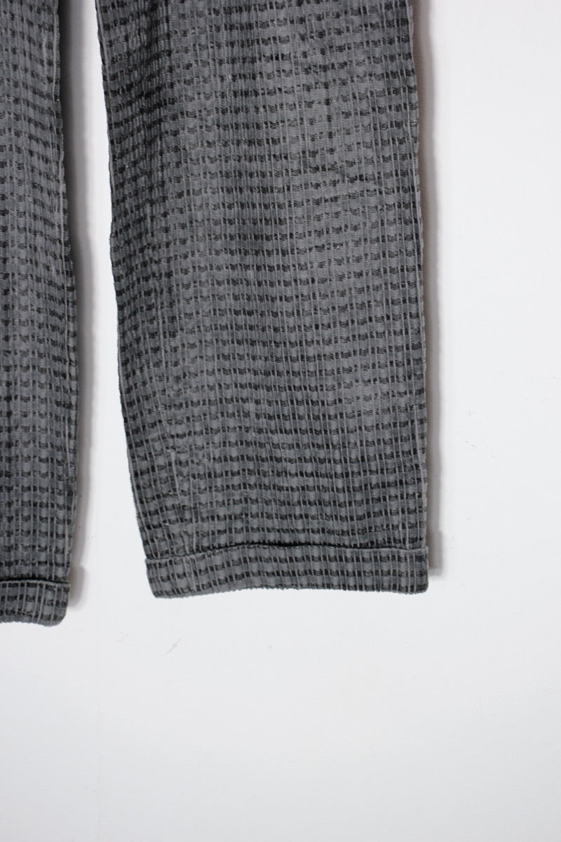 90'S TUCK CHECK CORDUROY PANTS / GREY [SIZE: W30 equivalent USED]