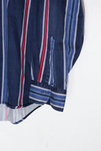 画像をギャラリービューアに読み込む, 90&#39;S L/S COTTON TWILL BD STRIPE SHIRT / NAVY/RED [SIZE: XL USED]
