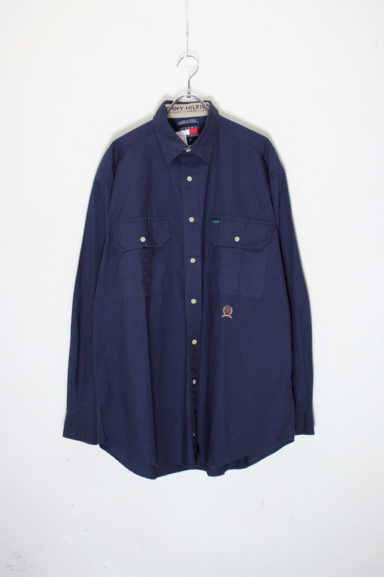 90'S ONE POINT SHIRT / NAVY [SIZE: M USED]