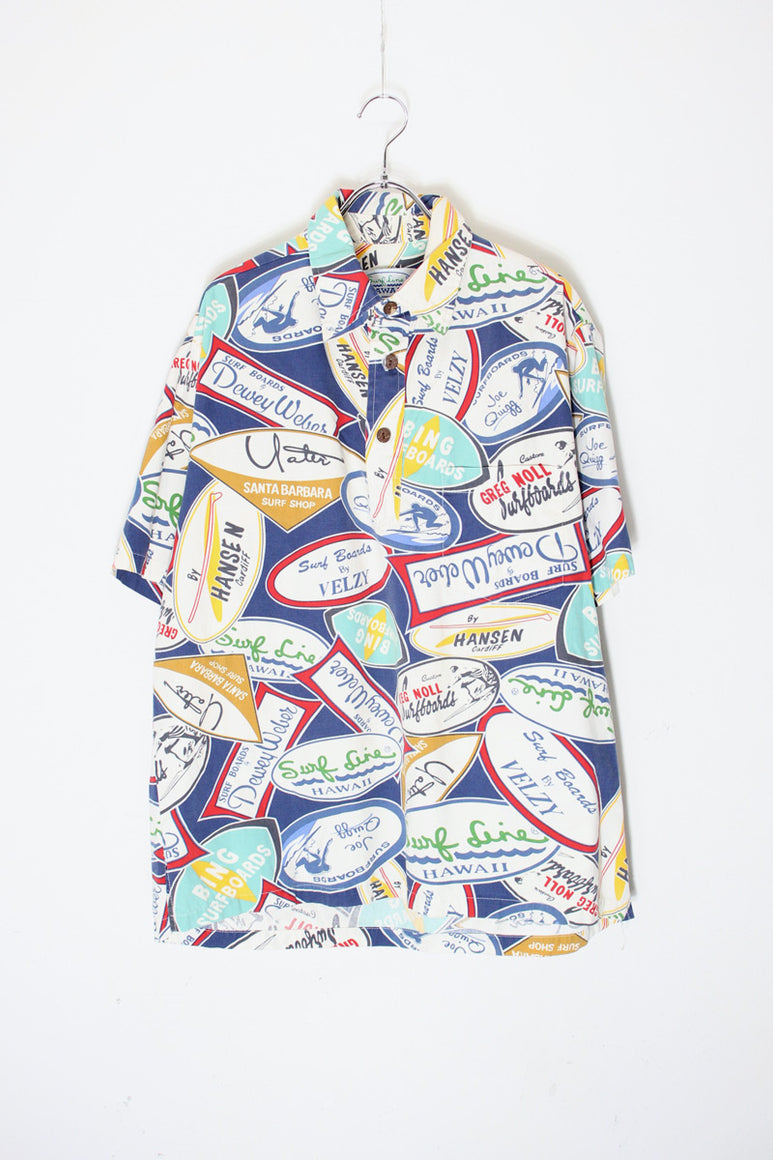 S/S PULLOVER PATTERN SHIRT / WHITE/BLUE [SIZE: L USED]