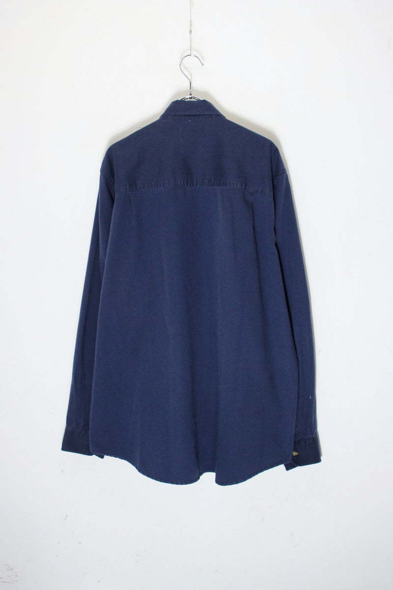 L/S PETER PAN COTTON TWILL BD SHIRT / NAVY [SIZE: XL USED]