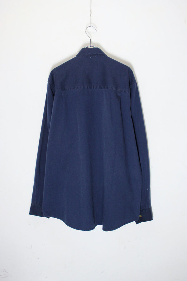 L/S PETER PAN COTTON TWILL BD SHIRT / NAVY [SIZE: XL USED]