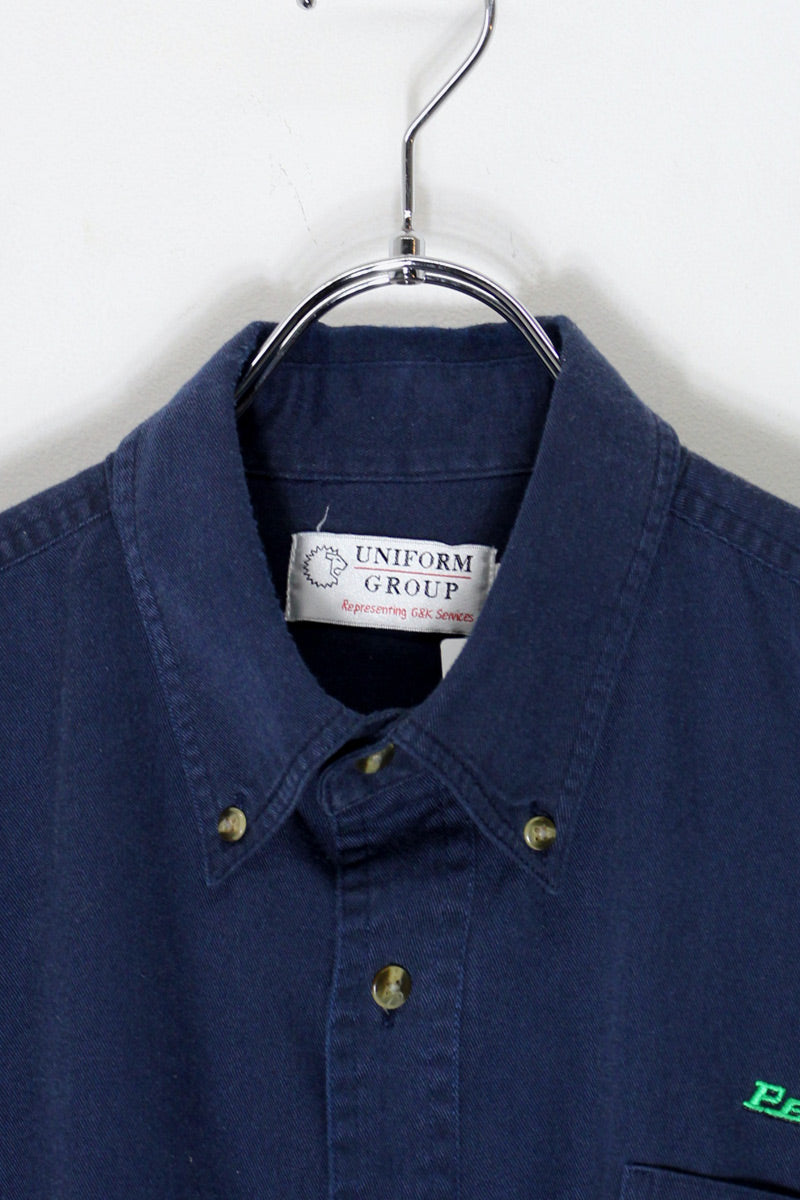 L/S PETER PAN COTTON TWILL BD SHIRT / NAVY [SIZE: XL USED]