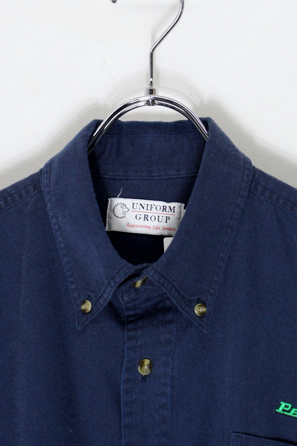 L/S PETER PAN COTTON TWILL BD SHIRT / NAVY [SIZE: XL USED]