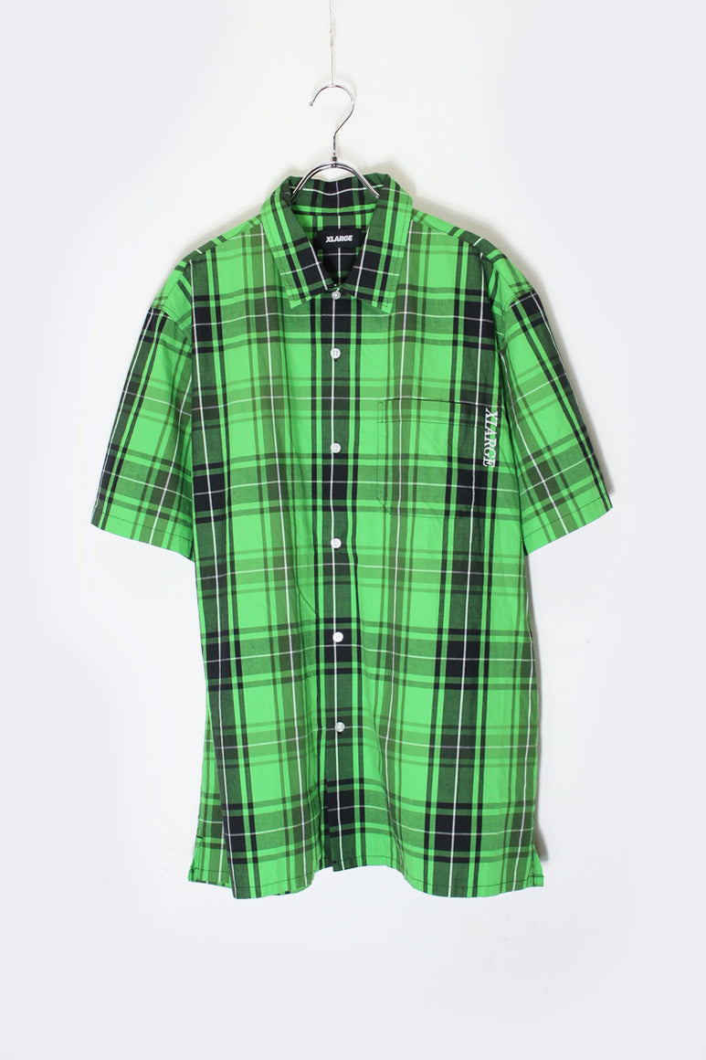 S/S CHECK SHIRT / GREEN [SIZE: L USED]