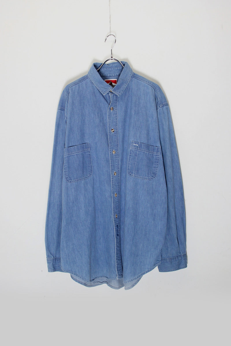 MADE IN USA 90'S DENIM SHIRT / LIGHT INDIGO [SIZE: XL USED]