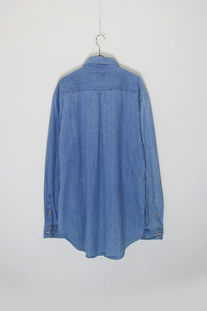 MADE IN USA 90'S DENIM SHIRT / LIGHT INDIGO [SIZE: XL USED]