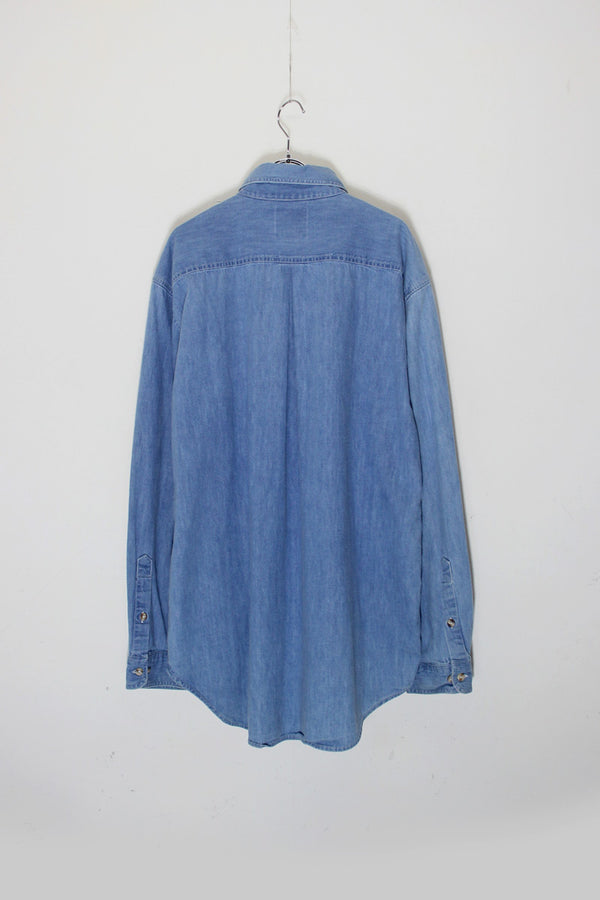MADE IN USA 90'S DENIM SHIRT / LIGHT INDIGO [SIZE: XL USED]