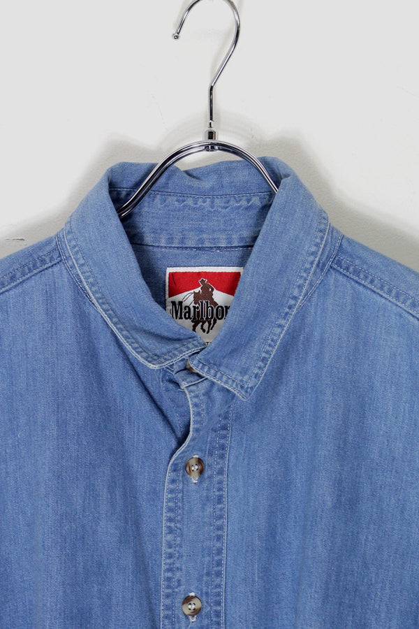 MADE IN USA 90'S DENIM SHIRT / LIGHT INDIGO [SIZE: XL USED]