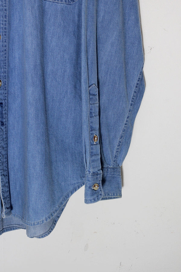 MADE IN USA 90'S DENIM SHIRT / LIGHT INDIGO [SIZE: XL USED]