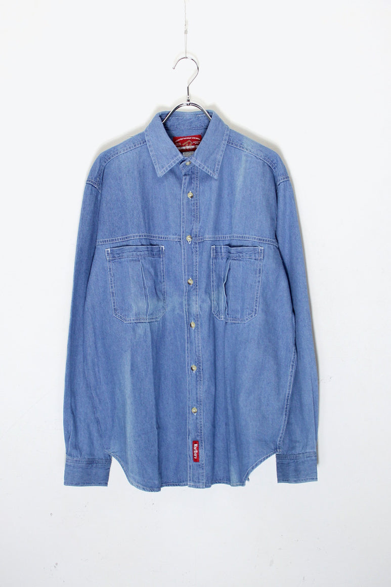 90'S DENIM SHIRT  / LIGHT INDIGO [SIZE: S DEADSTOCK/NOS]