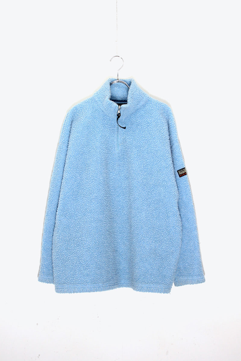 MADE IN ITALY HALF ZIP FLEECE JACKET / SAX BLUE [ SIZE: M USED ]