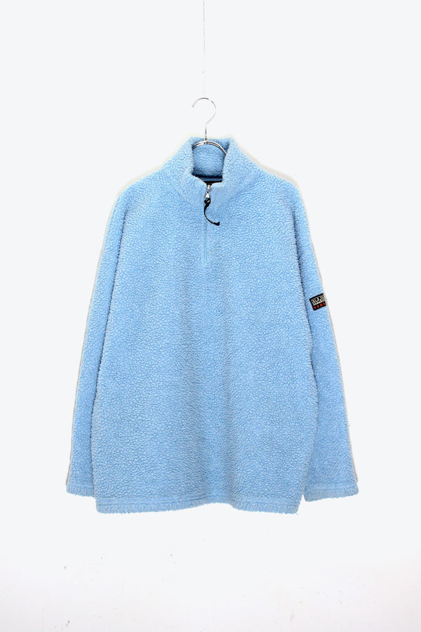 MADE IN ITALY HALF ZIP FLEECE JACKET / SAX BLUE [ SIZE: M USED ]