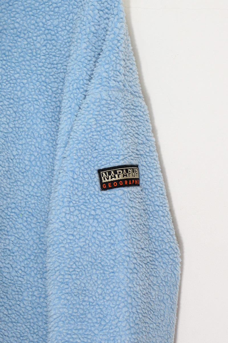 MADE IN ITALY HALF ZIP FLEECE JACKET / SAX BLUE [ SIZE: M USED ]