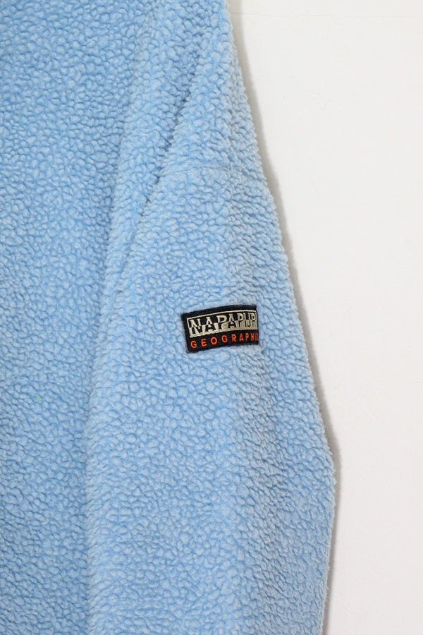 MADE IN ITALY HALF ZIP FLEECE JACKET / SAX BLUE [ SIZE: M USED ]