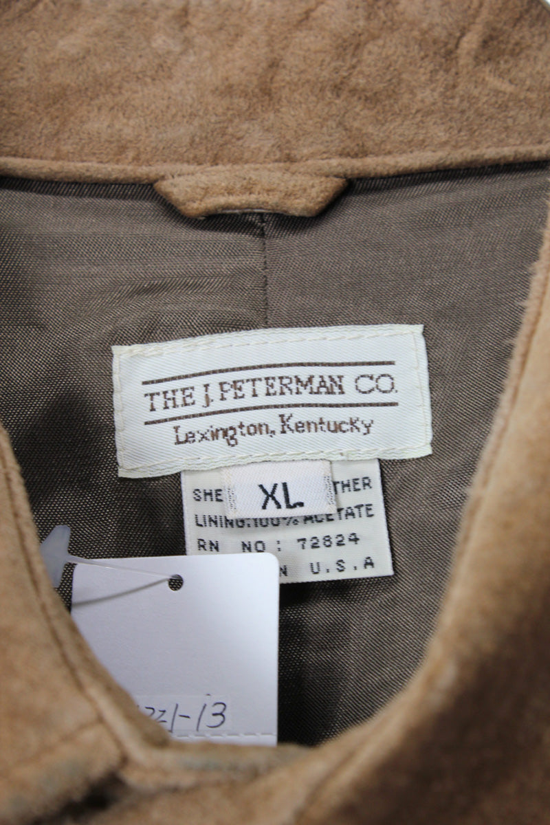 MADE IN USA 90'S SUEDE BELTED JACKET / BROWN BEIGE [SIZE: XL USED]