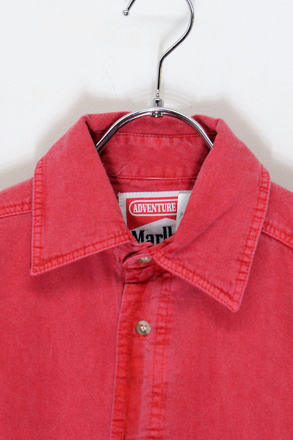 MADE IN USA 95'S L/S WASHED COTTON TWILL SHIRT / FADED RED [SIZE: S DEADSTOCK/NOS]