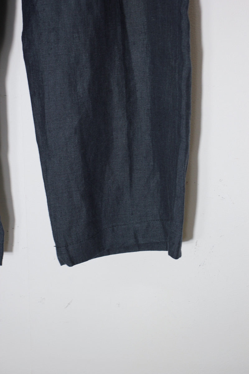 MADE IN ROMANIA LINEN TUCK SLACKS PANTS / NAVY [SIZE: 34 USED]