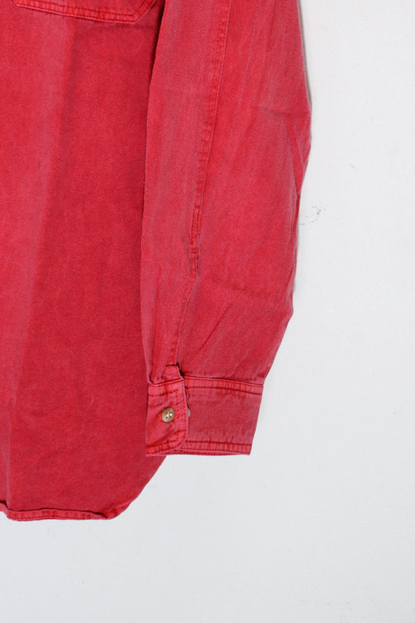 MADE IN USA 95'S L/S WASHED COTTON TWILL SHIRT / FADED RED [SIZE: S DEADSTOCK/NOS]