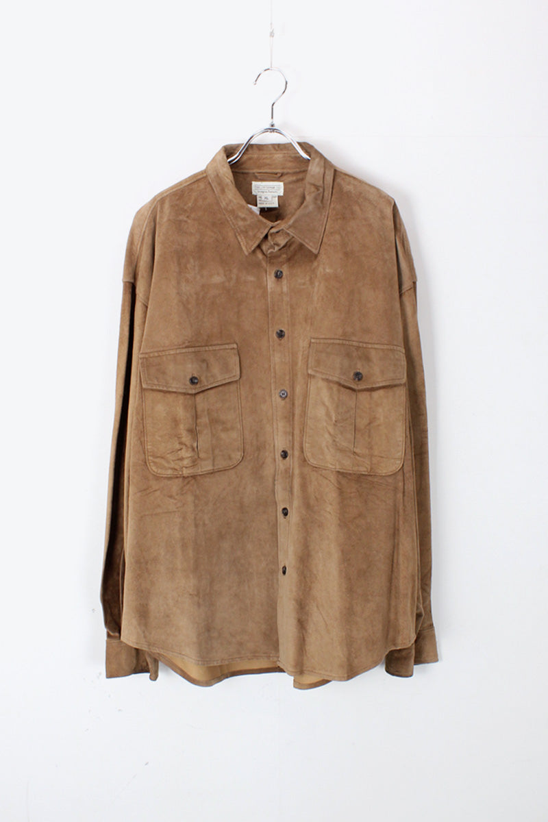 MADE IN USA 90'S SUEDE L/S SHIRT JACKET / BROWN BEIGE [SIZE: XL USED]