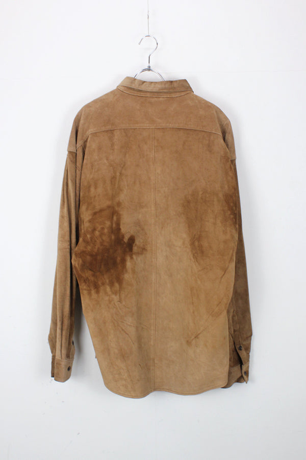 MADE IN USA 90'S SUEDE L/S SHIRT JACKET / BROWN BEIGE [SIZE: XL USED]