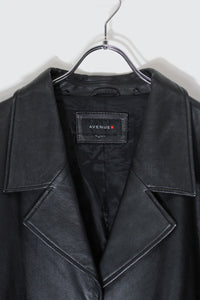 LEATHER MIDDLE COAT / BLACK [SIZE: XL相当 USED]