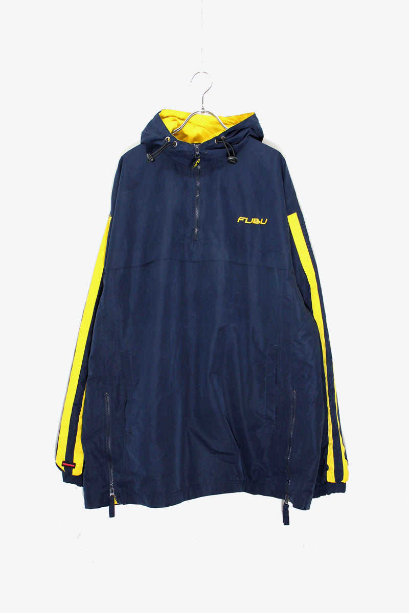 EARLLY 00'S HALF ZIP NYLON HOODIE JACKET / NAVY［ SIZE: XL USED ]