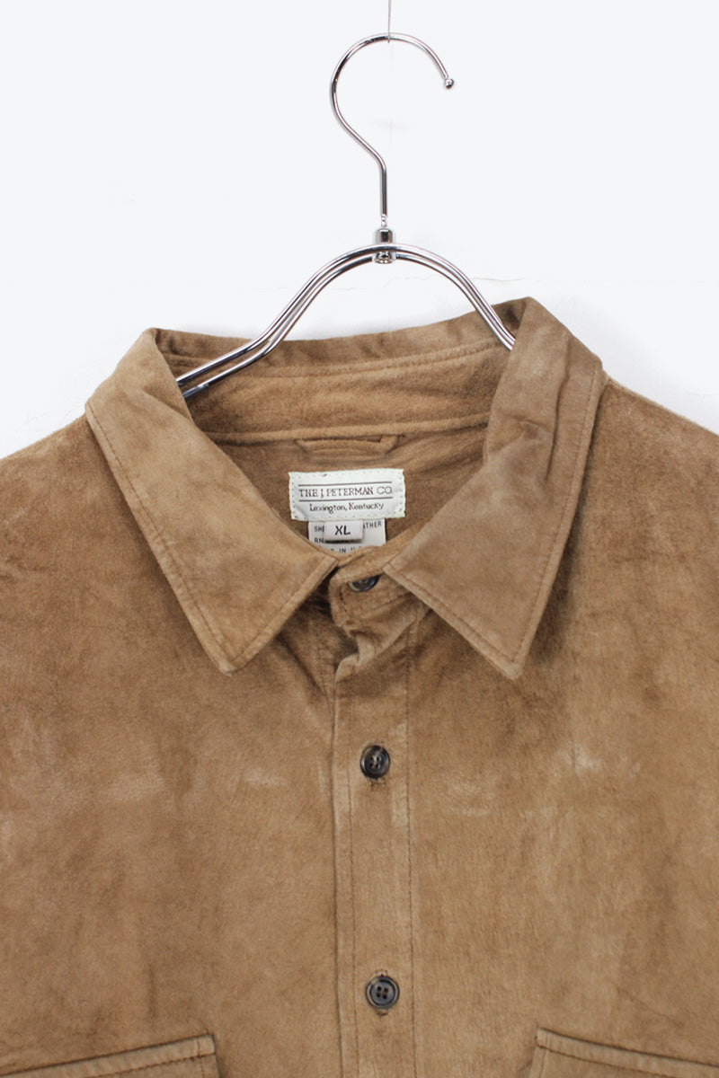 MADE IN USA 90'S SUEDE L/S SHIRT JACKET / BROWN BEIGE [SIZE: XL USED]