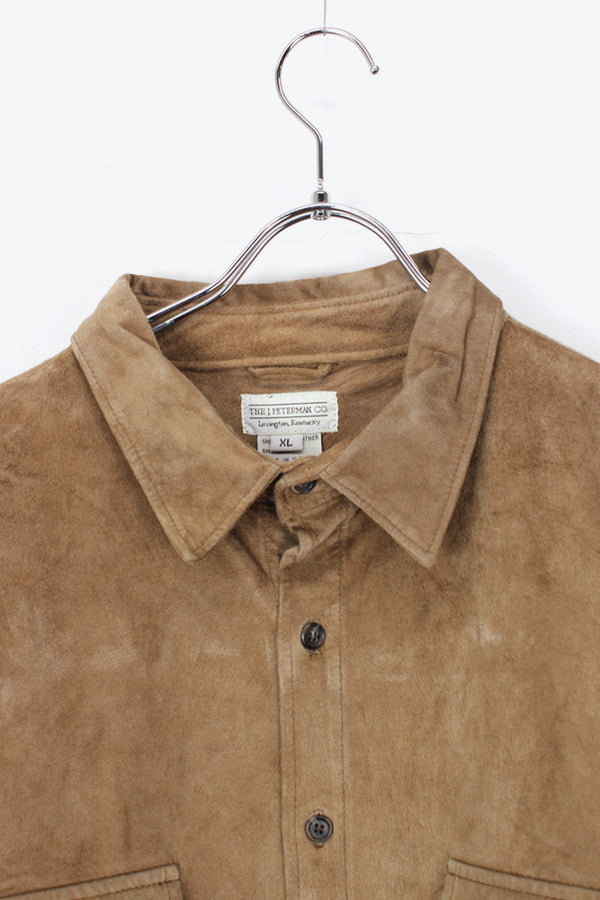 MADE IN USA 90'S SUEDE L/S SHIRT JACKET / BROWN BEIGE [SIZE: XL USED]