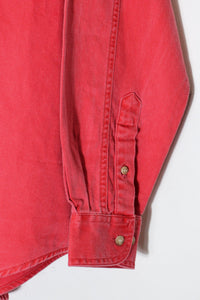 MADE IN USA 92'S L/S WASHED COTTON TWILL SHIRT / FADED RED [SIZE: S DEADSTOCK/NOS]