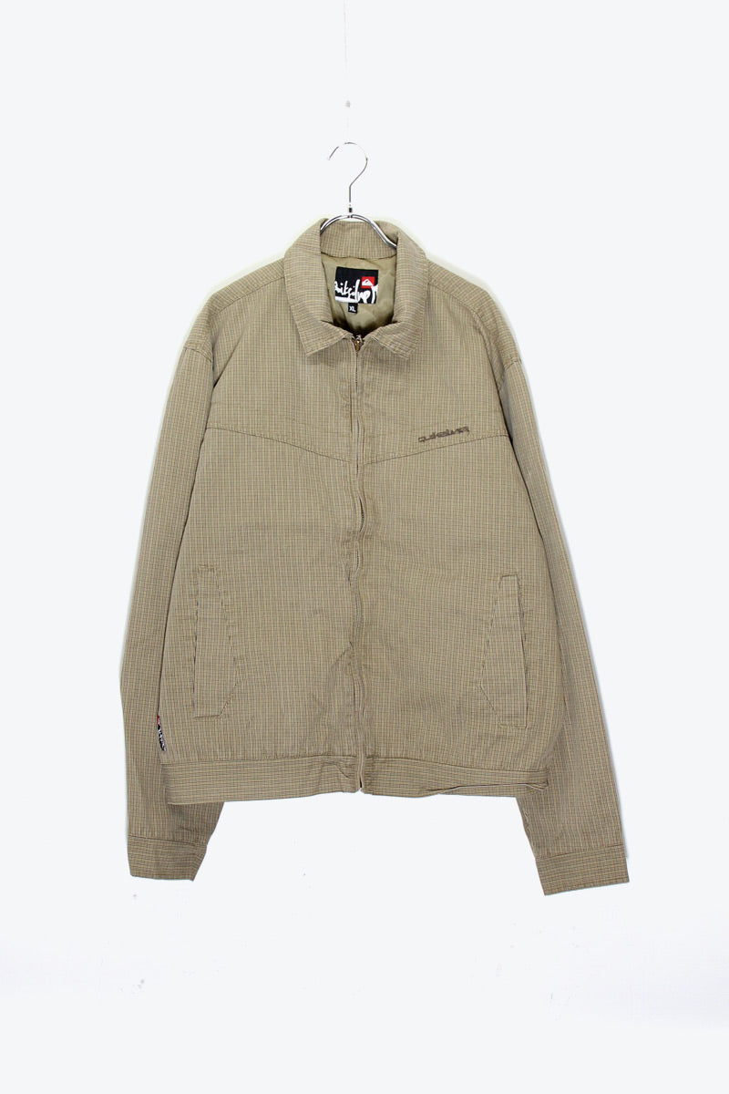 EARLLY 00'S CHECK PATTERN ZIP JACKET / BEIGE［ SIZE: XL USED ]