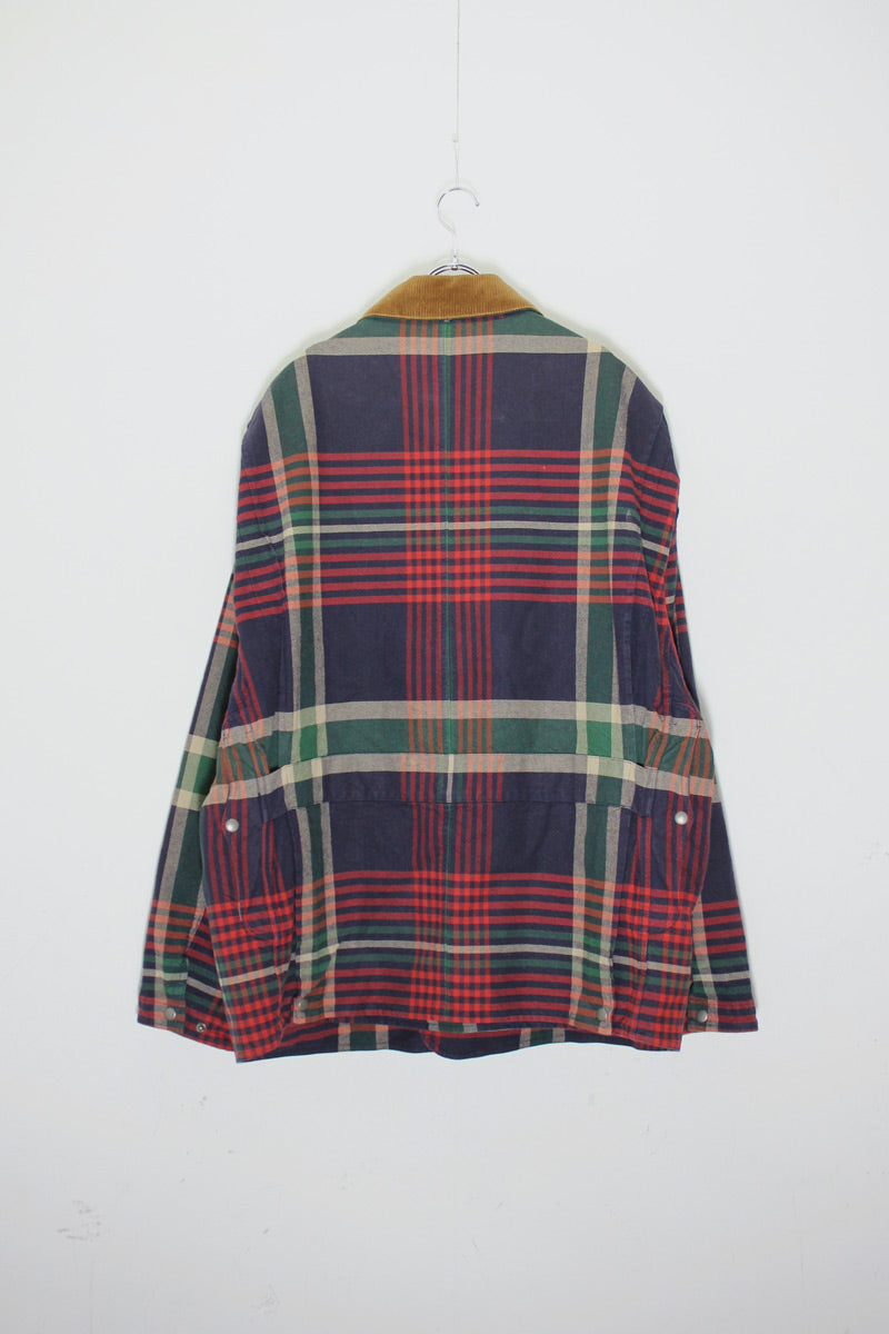 80'S CHECK HUNTING JACKET W/BADGE / NAVY［ SIZE: XL USED ]