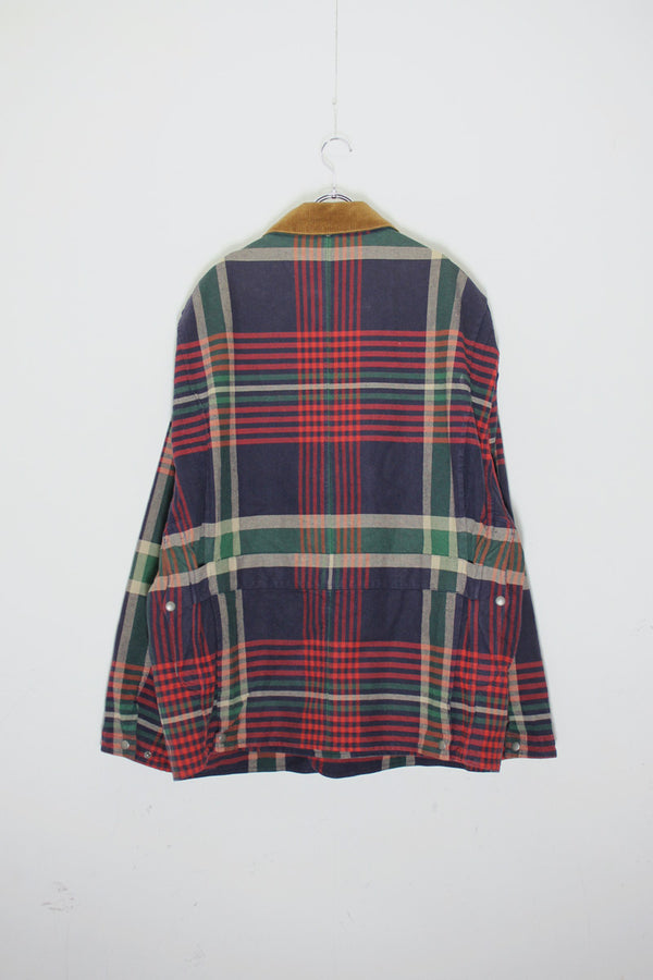 80'S CHECK HUNTING JACKET W/BADGE / NAVY［ SIZE: XL USED ]